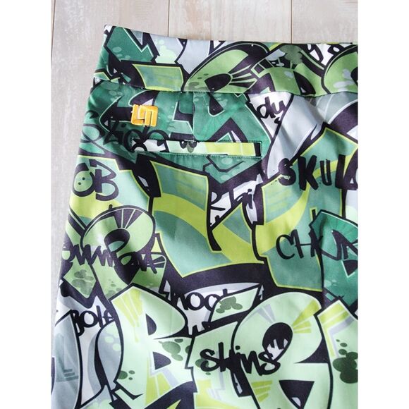 Loudmouth Ladies 14 Golf Skort Skirt Stretch Grafitti‎ Green Multi Large NEW - Picture 4 of 6
